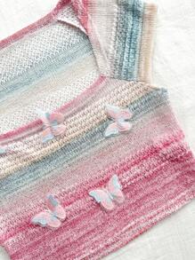 Soleia 女士夏季漸變色蝴蝶短袖休閒T恤，假日風情 - 彩色 - 查看 5