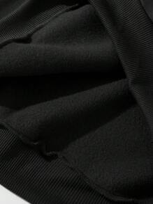 1件女士时尚休闲字母印花连帽卫衣，秋冬套头衫 - 黑色 - 查看 6
