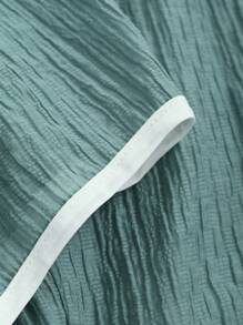 FRIFUL Áo kiểu nữ đơn giản với viền tương phản, xếp ly ở gấu áo, thích hợp cho lễ Phục sinh. - màu xanh lá - Xem 3