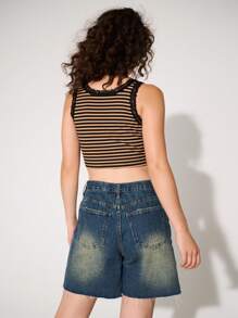 WESTFADE Pantalones cortos de mezclilla premium cruzados y rasgados 91% algodón