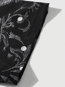 ROMWE MEN Goth Camisa casual de manga corta con estampado de cruz para hombres en verano, para Halloween, escuela