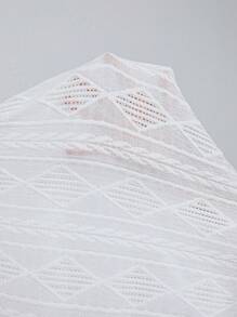 SHEIN Frenchy Plus Size Casual Texture Fabric Round Neck Batwing Sleeve Top With Drawstring - White - View 6