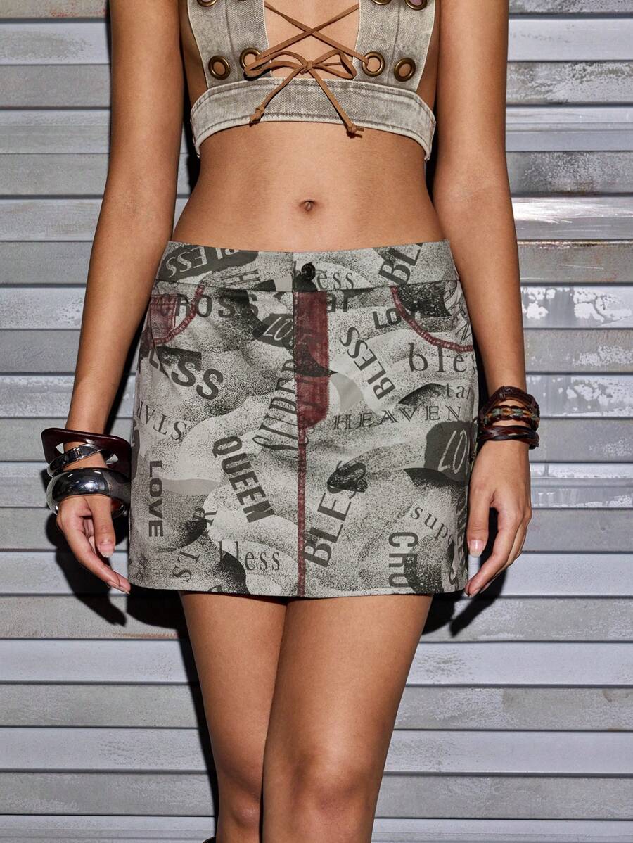 HAZEL Artist Y2K Women's Casual Skirt, For Holiday, Party, Festival - Brown - View 1