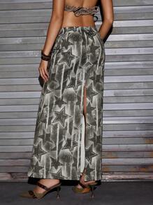 Umamao Estudio Artist Y2K 女士休闲优雅中长裙，适合度假、派对、节日、西装 - 棕色 - 查看 4