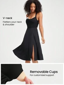 GLOWMODE FeatherFit™-Air U領活動連衣裙，內置VitalSwift短褲 - 黑色 - 查看 5