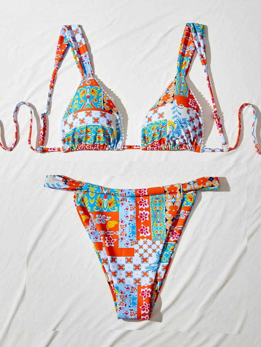Women's Summer Beach Ditsy Floral Sexy Two-Piece Bikini Swimwear Set - Multicolor - View 1