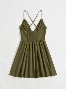 Soleia 女士純色腰部收緊細肩帶連身裙