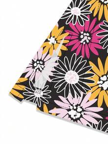 1pc Floral Print Short Sleeve Scrub Top - Multicolor - View 5