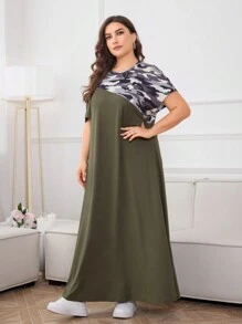 Mulvari Plus Camo Print Cold Shoulder Dress - Multicolor - View 4