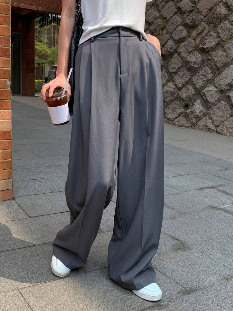 Women Casual Business Straight Leg Solid Color Suit Pants Fall/Winter
