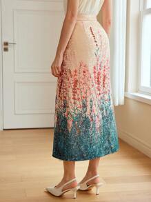 MOTF PREMIUM PLANTS PRINT PLEATED PANEL SKIRT