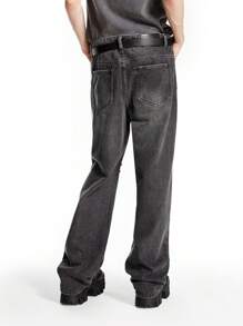 Chillumni Quần Jeans Denim Ống Loe Rách Màu Xám Đậm Cho Nam - Màu xám đen - Xem 9