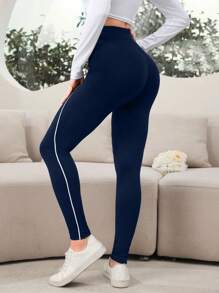 Mulvari Women's High Waist Letter Printed Decorated Casual Leggings