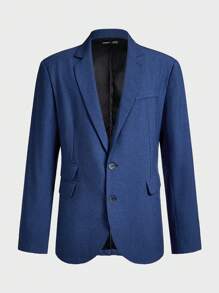 Manfinity Mode Men Single Breasted Blazer & Suit Pants - Navy Blue - View 3