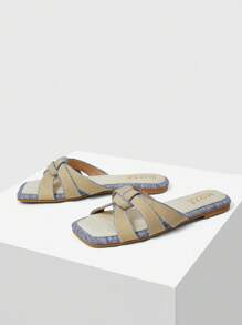 MOTF PREMIUM COMFY WOMEN'S FLAT SANDALS WITH SQUARE TOE HALLOWEEN CHRISTMAS - Blue - View 2