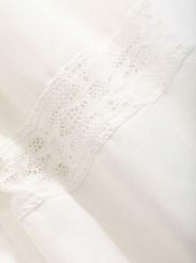 Dazy Plus Plus Size Solid Color Loose Fit Shirt With Lace Collar And Long Sleeves,Fall Clothes - White - View 8