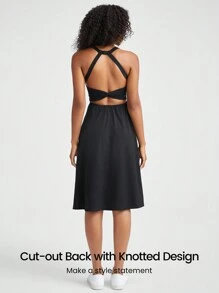 GLOWMODE FeatherFit™-Air U領活動連衣裙，內置VitalSwift短褲 - 黑色 - 查看 2