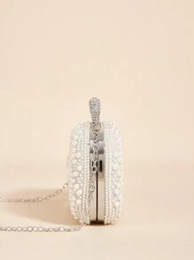 SHEIN Belle 女士、女士、新娘、伴娘、婚礼嘉宾、蜜月、婚礼、新娘送礼会、晚装包 优雅、珍珠 - 米色 - 查看 5