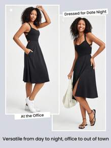 GLOWMODE FeatherFit™-Air U領活動連衣裙，內置VitalSwift短褲 - 黑色 - 查看 7