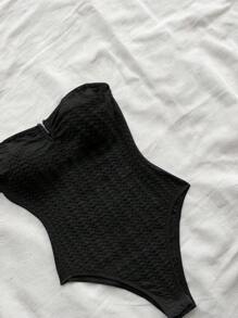 Soleia 黑色假期夏季露肩紧身衣 - 黑色 - 查看 5