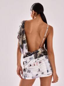 MUSERA 伊比沙岛印花垂褶迷你连衣裙，适合波西米亚风度假、夏季节日晚宴等场合。 - 彩色 - 查看 2