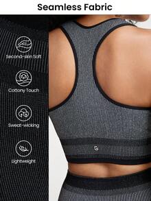GLOWMODE Seamless Right Routine Racerback Top High-Waist Legging Set Medium Impact Running Workout - Black - View 5
