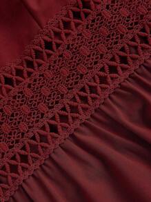 SHEIN LUNE 加大码波西米亚风花边镶饰荷叶边下摆吊带夏装酒红色女装 - 酒紅色 - 查看 3