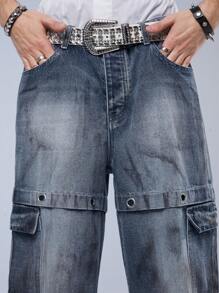 Manfinity Denimwave Casual denim jeans voor heren met wijde pijpen, losse pasvorm en meerdere zakken, Street Style