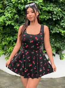 SHEIN EZwear 大码女式夏季印花针织背心连体裤，短款 - 彩色 - 查看 6