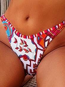 SHEIN Swim Two-Piece Bikini Set, Random Printed Design, Copyright Purchased Summer Beach - Multicolor - View 4