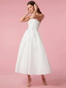 Enchnt 夏季實色背心長款連衣裙 - 白色 - 查看 7