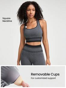 GLOWMODE Seamless Right Routine Racerback Top High-Waist Legging Set Medium Impact Running Workout - Black - View 4