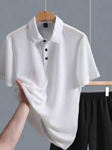 Manfinity Homme Men's Plain And Simple Polo Outfit For Daily Wear - White - View 1