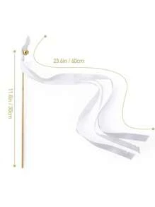 20/10/5/1pc White Lace Ribbon Wands, Silk Fairy Wands With Golden Bells, Wedding Ribbon Streamers, Suitable For Wedding, Party, Birthday, Holiday Decorations And Event Props - White - View 3
