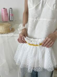 新生儿摄影服装，网眼裙道具服装，适合一个月拍摄或工作室主题拍摄 - 白色 - 查看 7