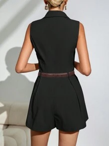 Firerie 女士寬褲短款百褶連身褲 - 黑色 - 查看 2