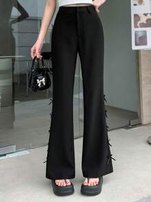 DAZY 女士蝴蝶結寬腿褲休閒長褲