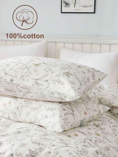 1 件春/夏/秋季花卉印花枕套，适合少女