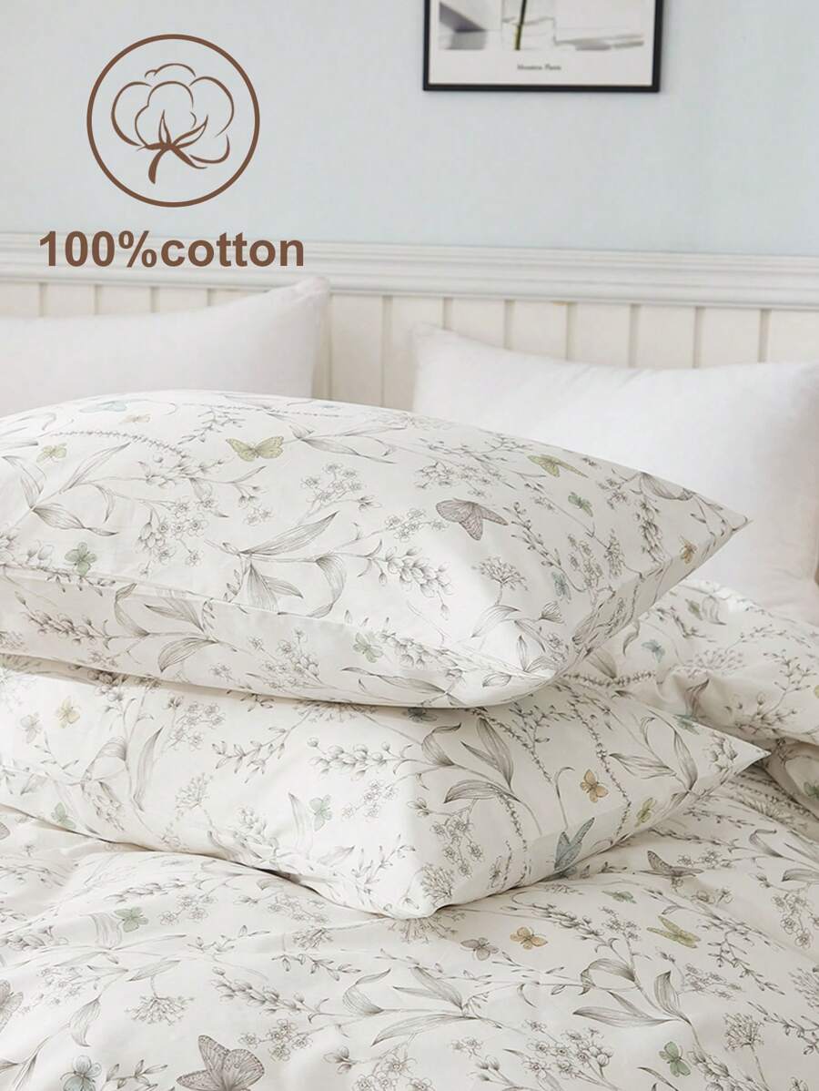 1 件春/夏/秋季花卉印花枕套，适合少女 - 彩色 - 查看 1