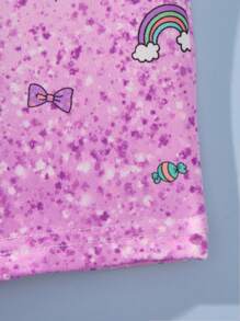 SHEIN Cute Cartoon Printed Short Sleeve One-Piece Swimsuit For Baby Girl - Red Violet - View 3