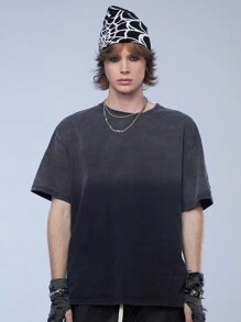 Manfinity Denimwave 男士牛仔針織短袖街頭服裝 - 黑色 - 查看 3