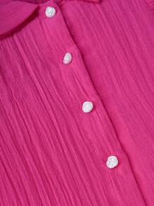 Baby Girls' Summer New Arrival Set: Simple Shirt With Star Embroidery And Jeans - Hot Pink - View 8