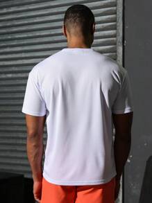 Manfinity Sport Corelite 男友风男士简约印花短袖圆领T恤 8008 - 白色 - 查看 2