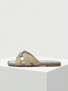 MOTF PREMIUM COMFY WOMEN'S FLAT SANDALS WITH SQUARE TOE HALLOWEEN CHRISTMAS - Blue - View 3