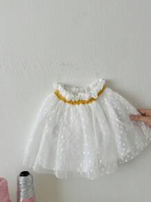 新生儿摄影服装，网眼裙道具服装，适合一个月拍摄或工作室主题拍摄 - 白色 - 查看 2