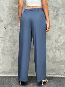 Chiquease Women's Simple Loose Wide Leg Suit Pants - Blue - View 2