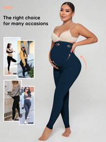 孕婦寬鬆腰帶中空打底褲