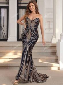 Sparkly Mermaid Style Sequin Prom Dresses Long Lace Up Back Sweethear Formal Evening Gowns For Women