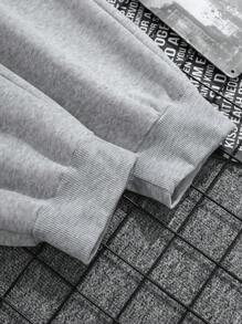 EURMUSE Men Letter Graphic Grey Drawstring Waist Sweatpants - Grey - View 5