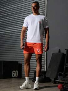 Manfinity Sport Corelite 男友风男士简约印花短袖圆领T恤 8008 - 白色 - 查看 6